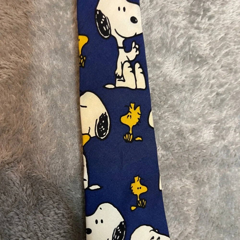 Vintage Peanuts Men Pals Snoopy Woodstock Emotions 90s Silk Neck Tie Cartoon